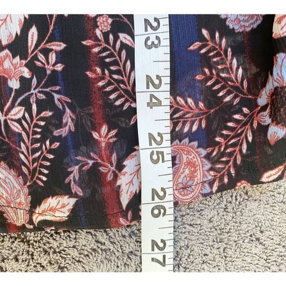 Knox Rose Women's Short Sleeve Floral Paisley Red Blue Top‎ Blouse V-Neck XS - Picture 9 of 12